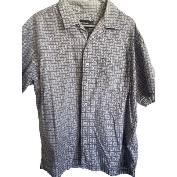 Eddie Bauer Mens Purple & White Geometric Short Sleeve Button Down Shirt Large - Picture 8 of 15